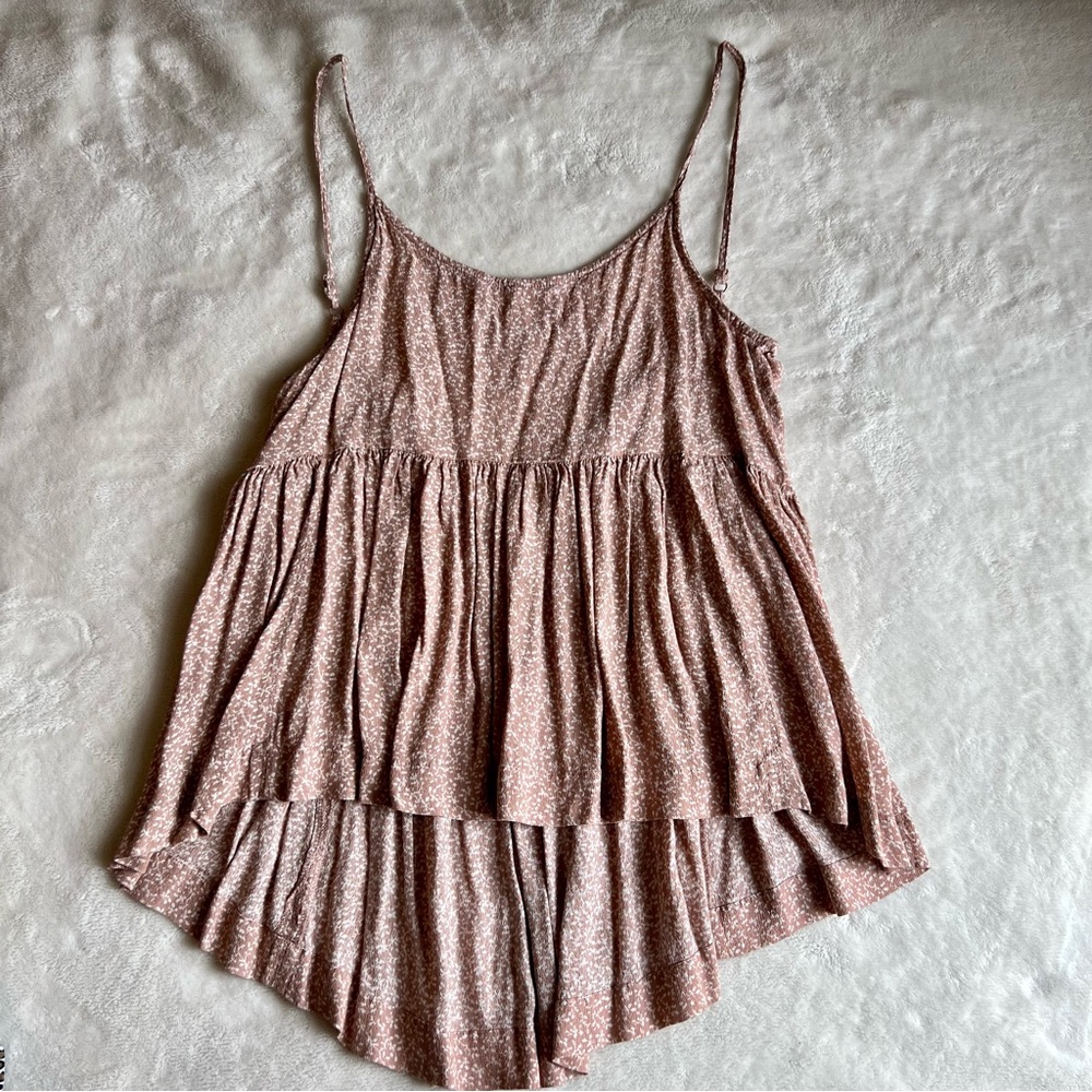 Blush high low crop with spaghetti straps, size small